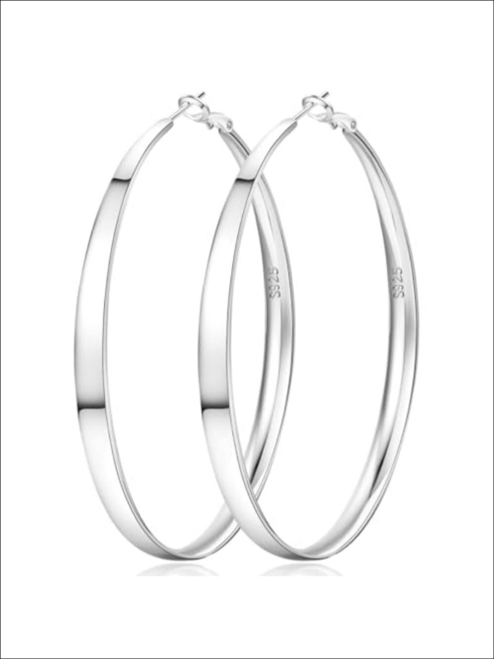 Large 925 Sterling Silver Hoop Earrings Hypoallergenic Lightweight